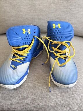 Under Armour Blue and Yellow Men’s' High-Top Athletic Sneakers